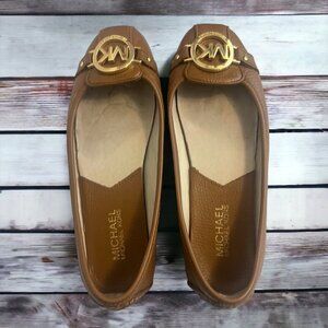 Michael Kors Tan‎ Pebble Leather Fulton Mocs Ballet Flats 6.5